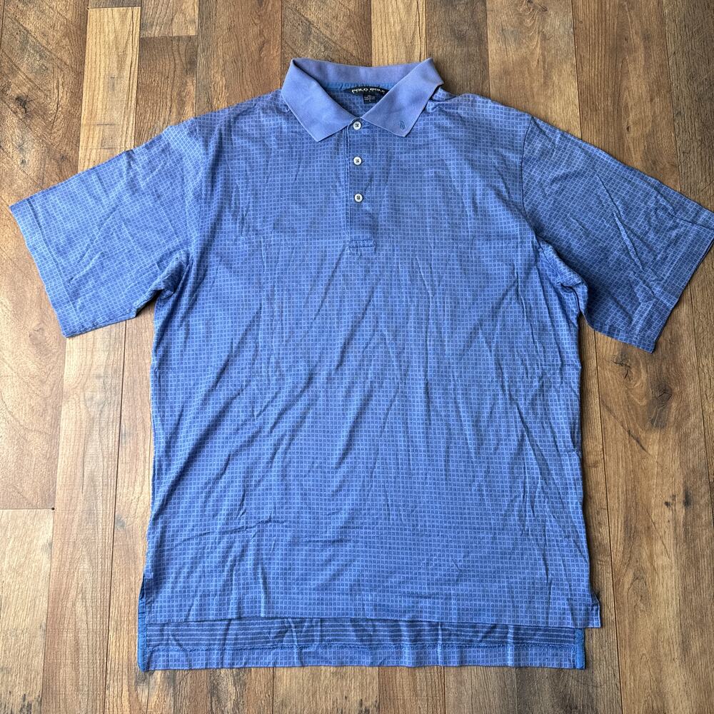 Vintage 90s Polo Ralph Lauren Golf Polo Shirt Men's Large Blue Athletic‎ Cotton